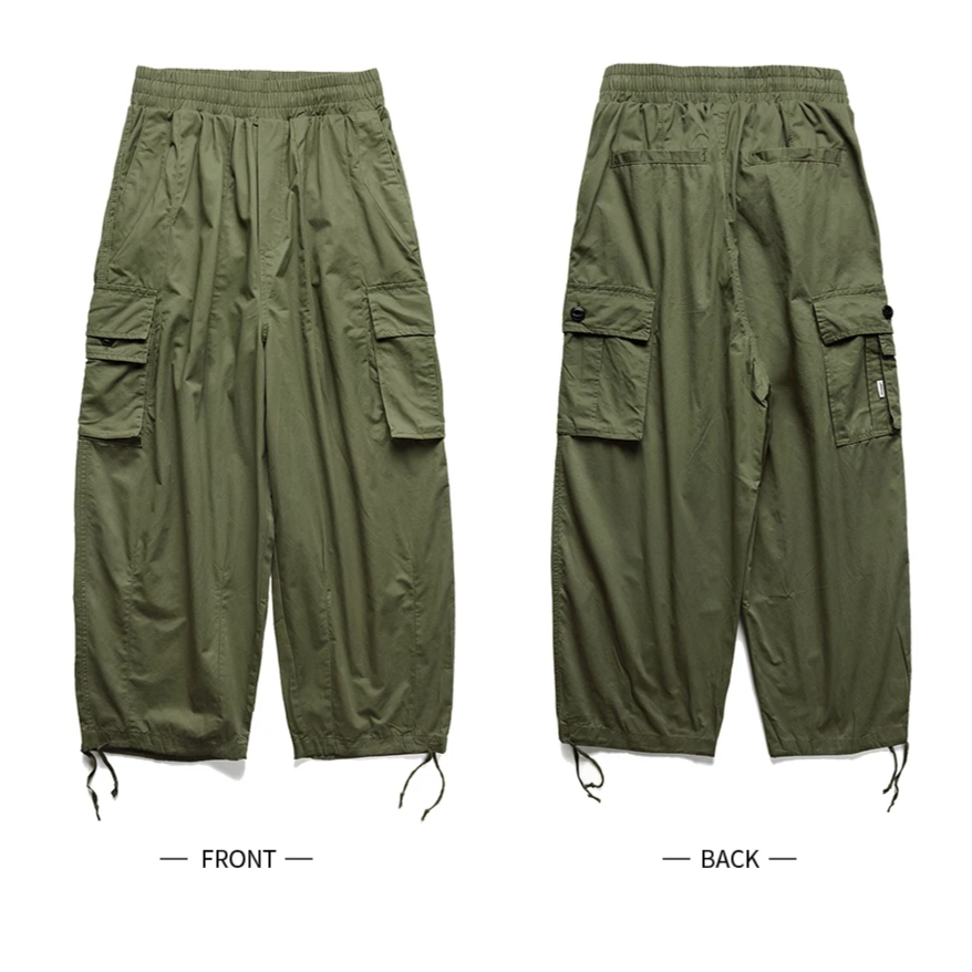 Khakifarbene Baggy-Cargohose für Herren