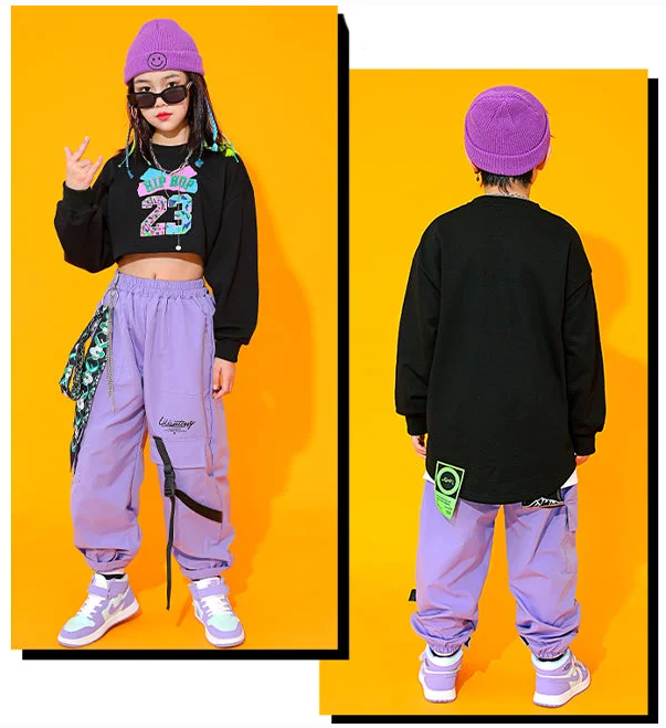 Urbaner Trend: Violette Cargohosen für Mädchen-Cargo Hose-35