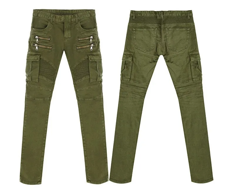 Grüne Skinny-Biker-Cargojeans für Herren-green