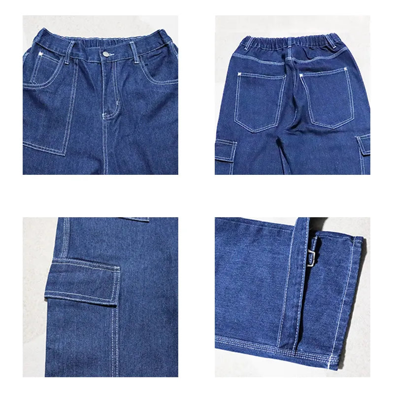 Schwarze Cargo-Jeans mit weitem Bein im Hip-Hop-Stil-Carho Hose - 955