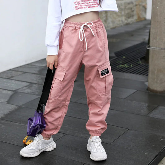Einfache, lässige Cargohose für Mädchen-Cargo Hose - Pink