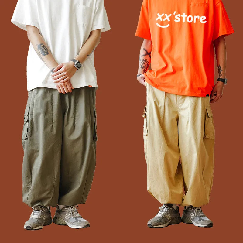 Khakifarbene Baggy-Cargohose für Herren-Cargo Hose- 7777