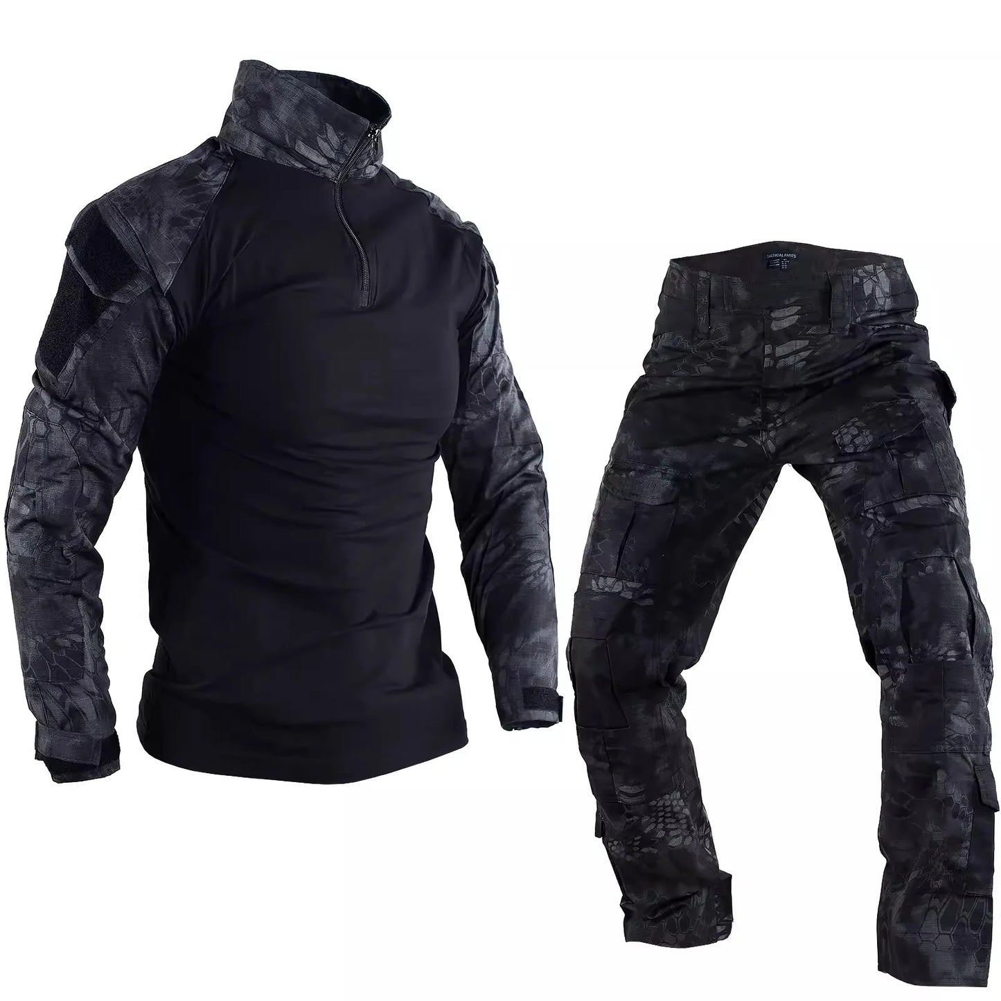 Militärischer Einsatzanzug Schwarz – Taktisches Set mit Hose und Oberteil-213