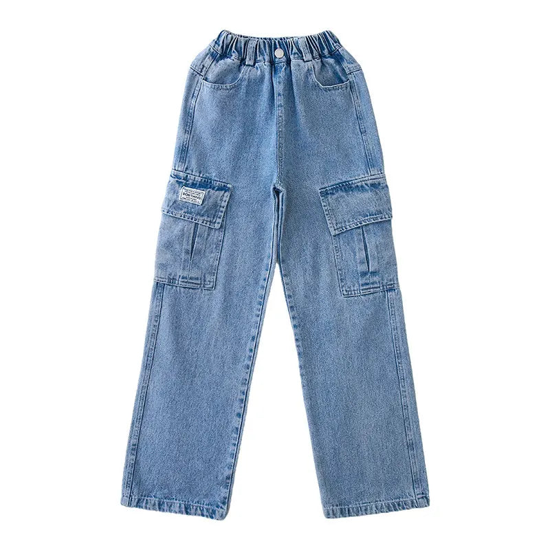 Weite Cargo-Jeans für Mädchen: Komfort und Eleganz vereint-Cargo Hose- 452