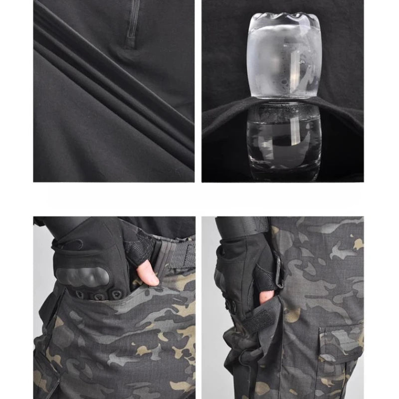 Militärischer Einsatzanzug Schwarz – Taktisches Set mit Hose und Oberteil