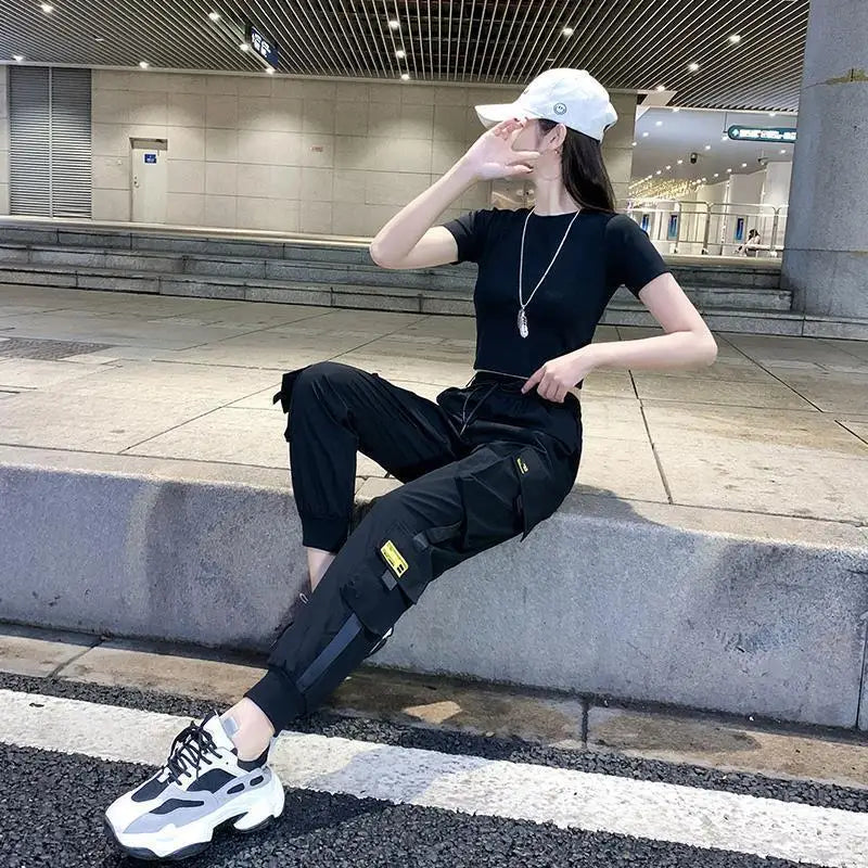 Erleben Sie den Sommer mit Stil – schwarze Cargohosen für Damen!-Cargo Hose -71