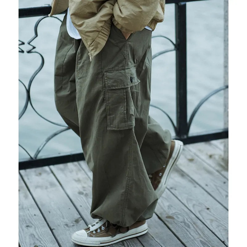 Khakifarbene Baggy-Cargohose für Herren-Cargo Hose- 882