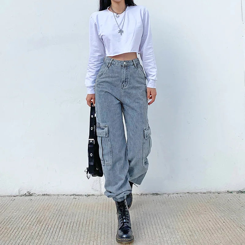 Unabhängiger Stil und Komfort: Cargo-Jeans für Damen-Cargo Hose- 63