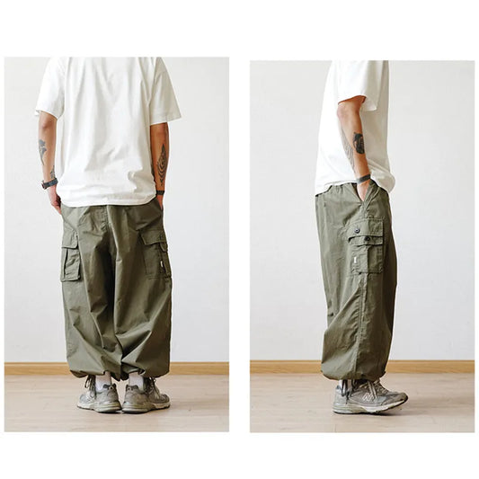 Khakifarbene Baggy-Cargohose für Herren-Cargo Hose- 8
