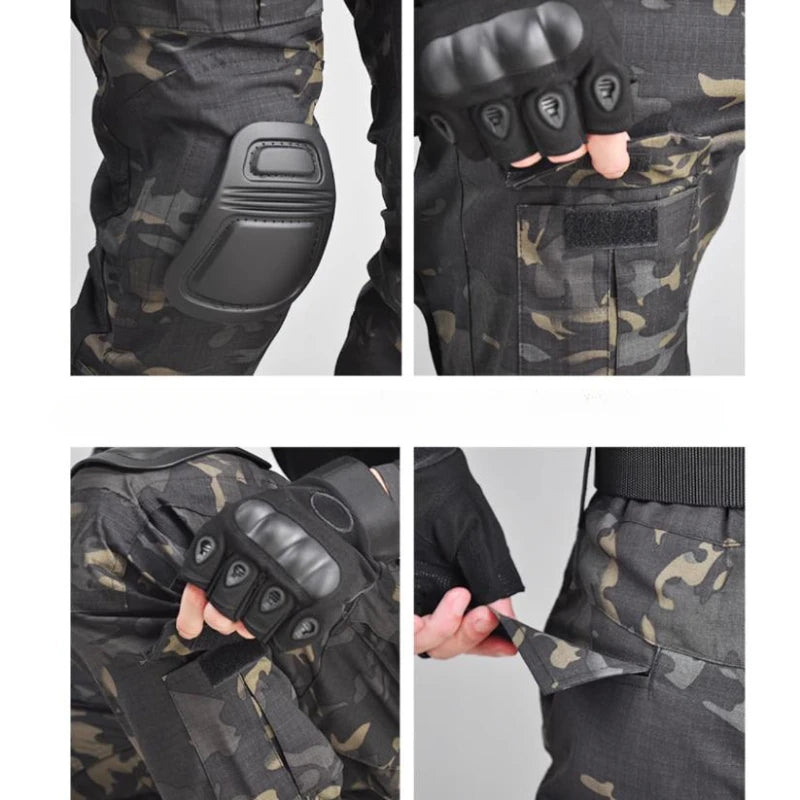 Militärischer Einsatzanzug Schwarz – Taktisches Set mit Hose und Oberteil