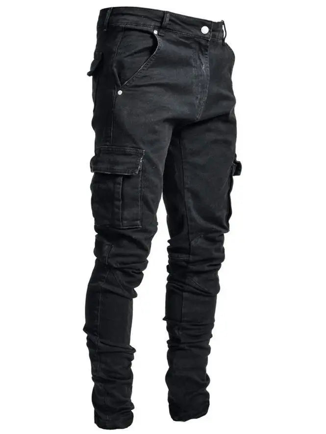 Cargo-Slim-Jeans für Herren: Stilvoller Komfort in Blau und Schwarz-Cargo Hose - 2