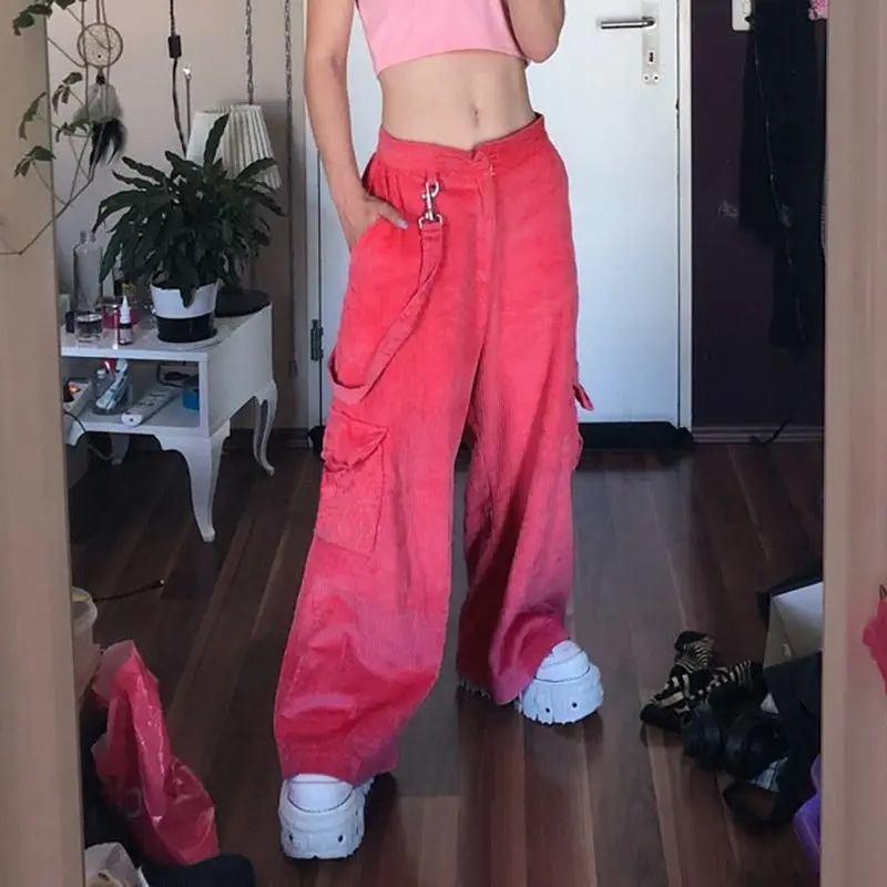 Trendige Eleganz in Pink: Cord-Cargohosen für Damen-Cargo Hose -699