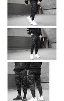 Hochwertige schwarze Cargohose im originalen Streetwear-Stil-Cargo Hose- back-656