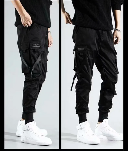 Hochwertige schwarze Cargohose im originalen Streetwear-Stil-Cargo Hose- back