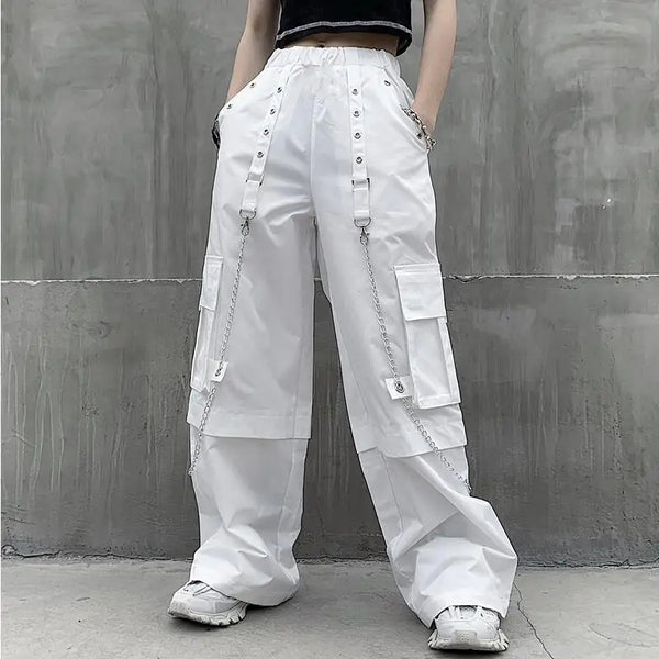 Cargo Hose Weiß Damen mit Ketten – Statement-Piece für deinen Streetstyle-cargo-hose-12