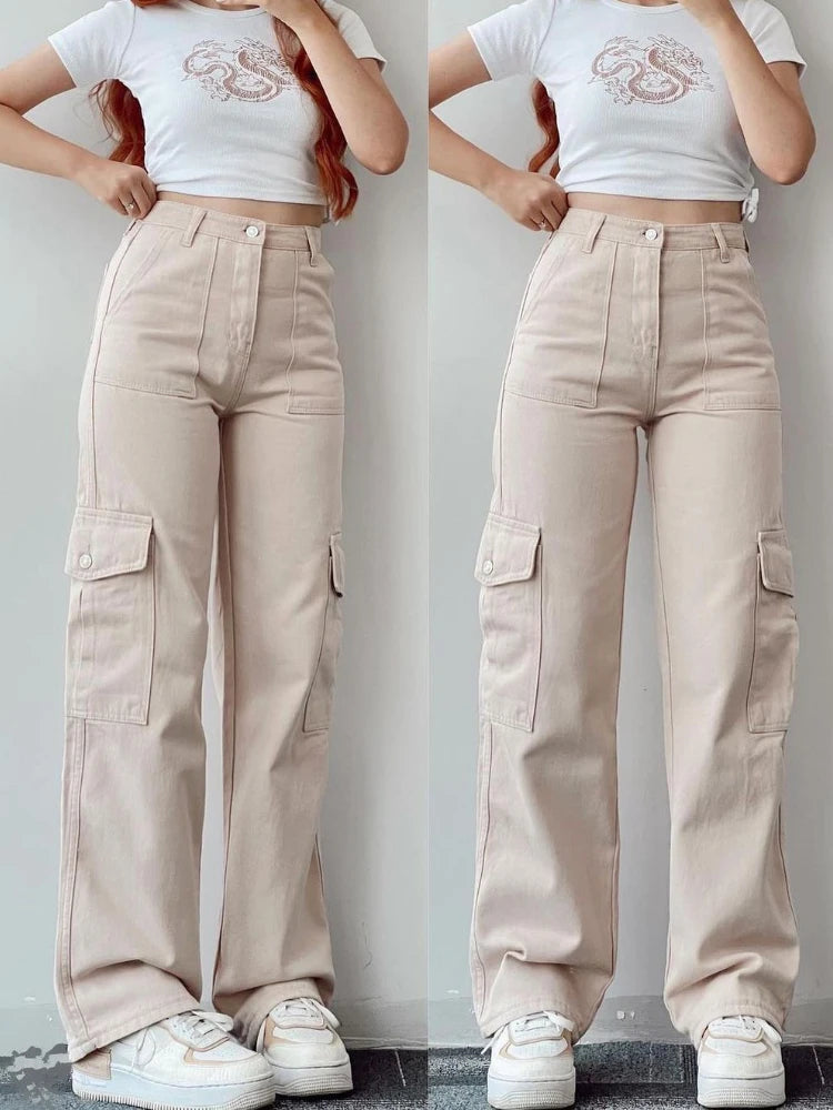 Cargo Pantalon Beige für Damen – Vintage Streetwear Look-CARGO-HOSE--21