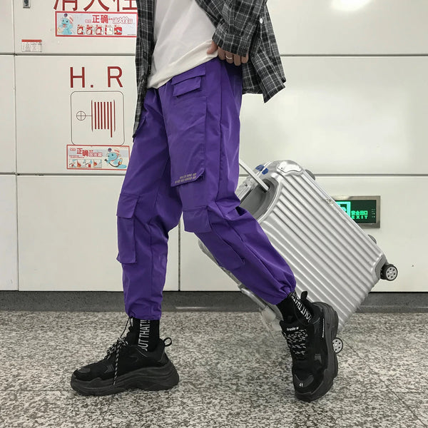 Lila Cargohose im Urban-Look für Herren-Cargo Hose -