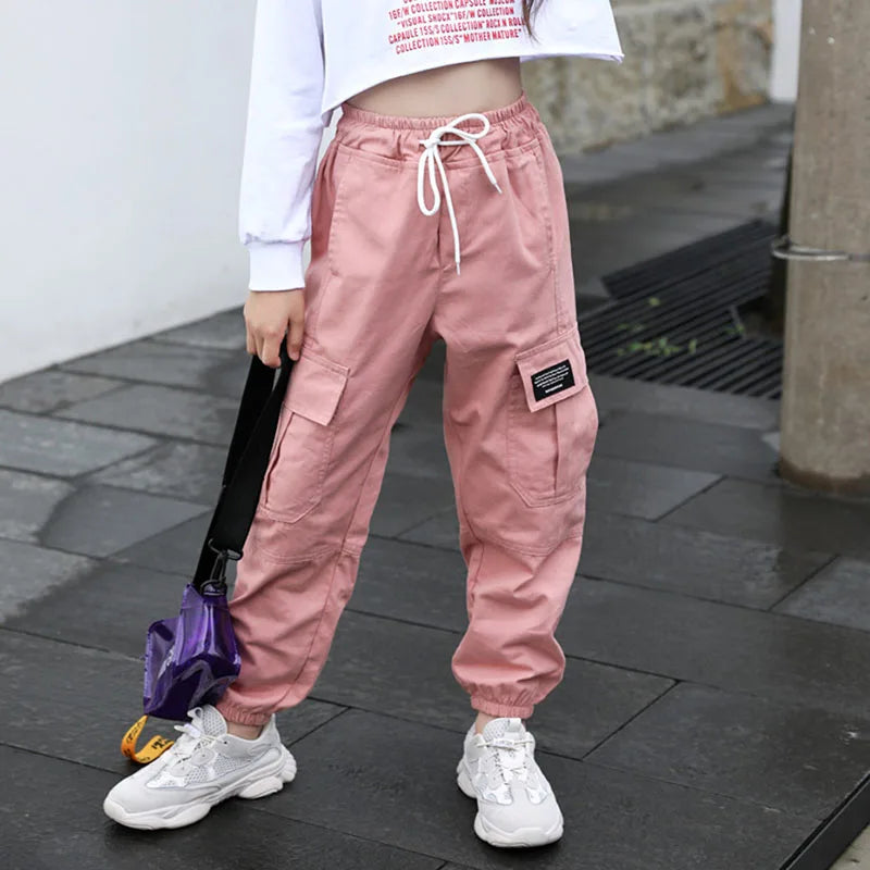 Einfache, lässige Cargohose für Mädchen-Cargo  Hose - Pink