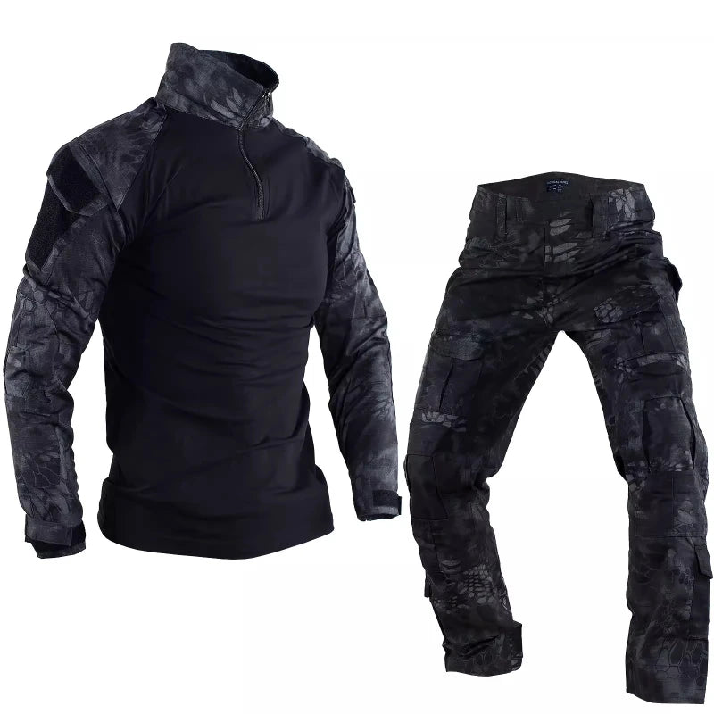 Militärischer Einsatzanzug Schwarz – Taktisches Set mit Hose und Oberteil-65