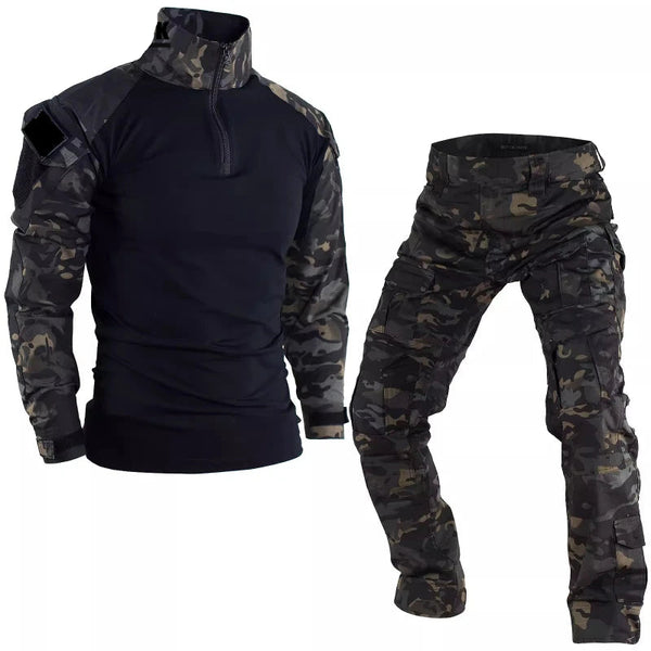Militärischer Einsatzanzug Schwarz – Taktisches Set mit Hose und Oberteil-1
