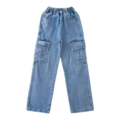 Weite Cargo-Jeans für Mädchen: Komfort und Eleganz vereint-Cargo Hose- 452