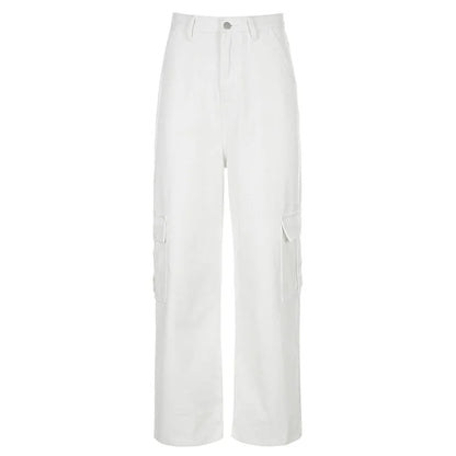 Eleganter Karottenschnitt: moderne Cargohose für Damen in Weiß-Cargo Hose - 