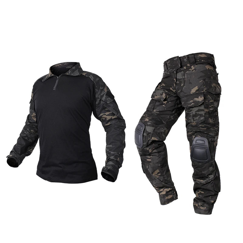 Taktischer Einsatzanzug Herren – Hose & Shirt mit Schützern