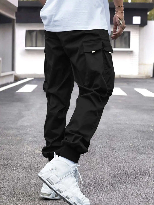  Lässige Cargohose für Herren in schwarzer Farbe-Cargo Hose-2