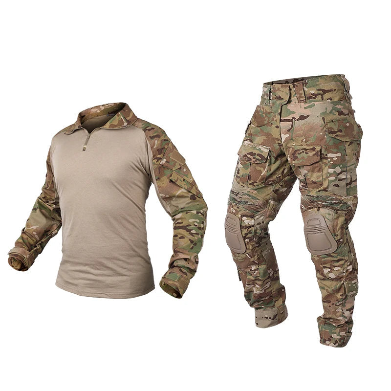 Taktischer Einsatzanzug Herren – Hose & Shirt mit Schützern