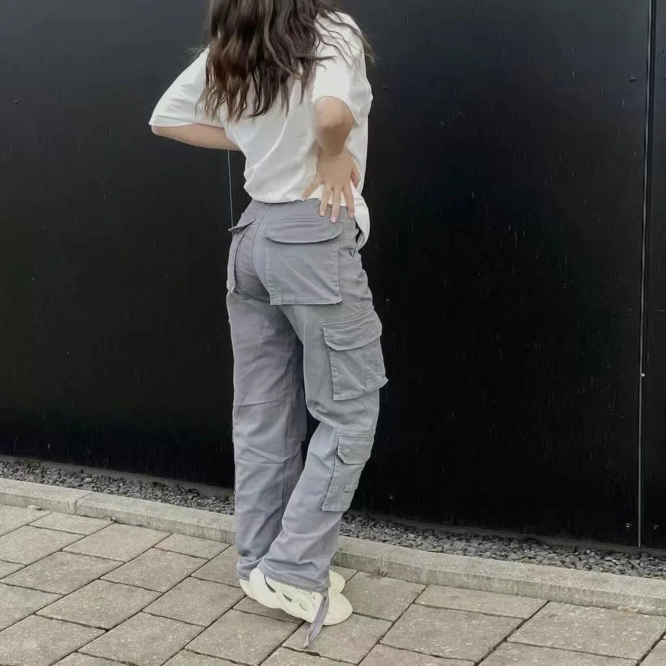 Cargo Hose Beige Damen – Baggy Parachute Streetwear Style