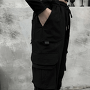 Schwarze Cargohose für Damen: Stylische High Waist mit elastischem Bund-Cago hose - 3