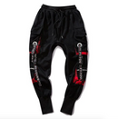 Damen-Cargohose mit Trägern und roten Details-Cargo Hose - 