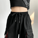 Damen-Cargohose mit Trägern und roten Details-Cargo Hose - 427