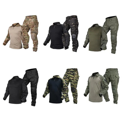 Taktischer Einsatzanzug Herren – Hose & Shirt mit Schützern