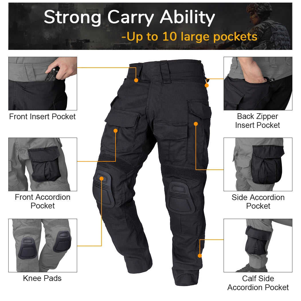 Taktischer Einsatzanzug Herren – Hose & Shirt mit Schützern-Cargo-Hose-777